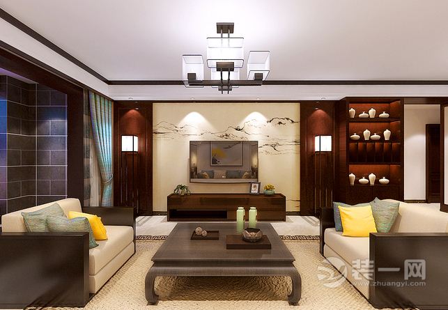 6武汉保利香槟国际158平四居室现代简约风格客厅电视柜