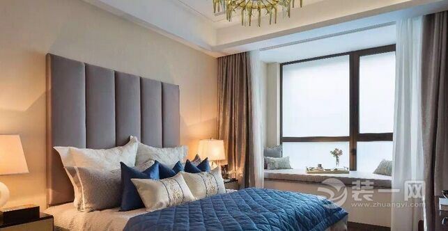 武汉北辰蔚蓝城市120平三居室现代简约风格装修卧室效果图