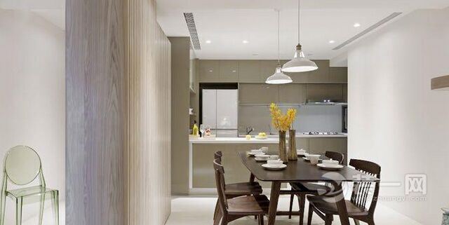 武汉红松幸福里82平二居室现代简约风格装修餐厅效果图