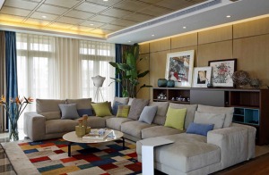 1武汉江尚115平三居室现代简约风格客厅地毯