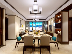 3武汉保利香槟国际158平四居室现代简约风格餐厅