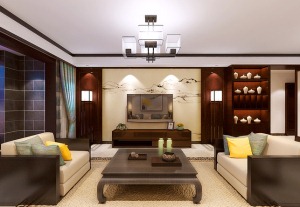 6武汉保利香槟国际158平四居室现代简约风格客厅电视柜