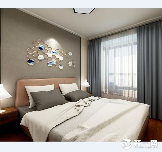 97平米现代简约风格三居室卧室装修效果图