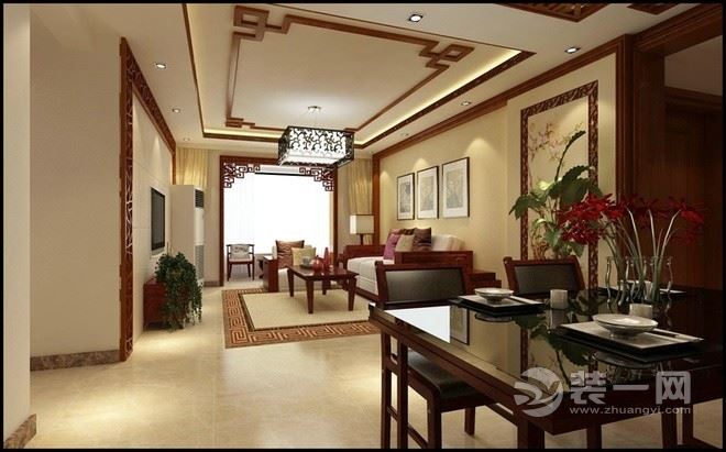 海口滨江绿都128平方三居室中式风格餐厅