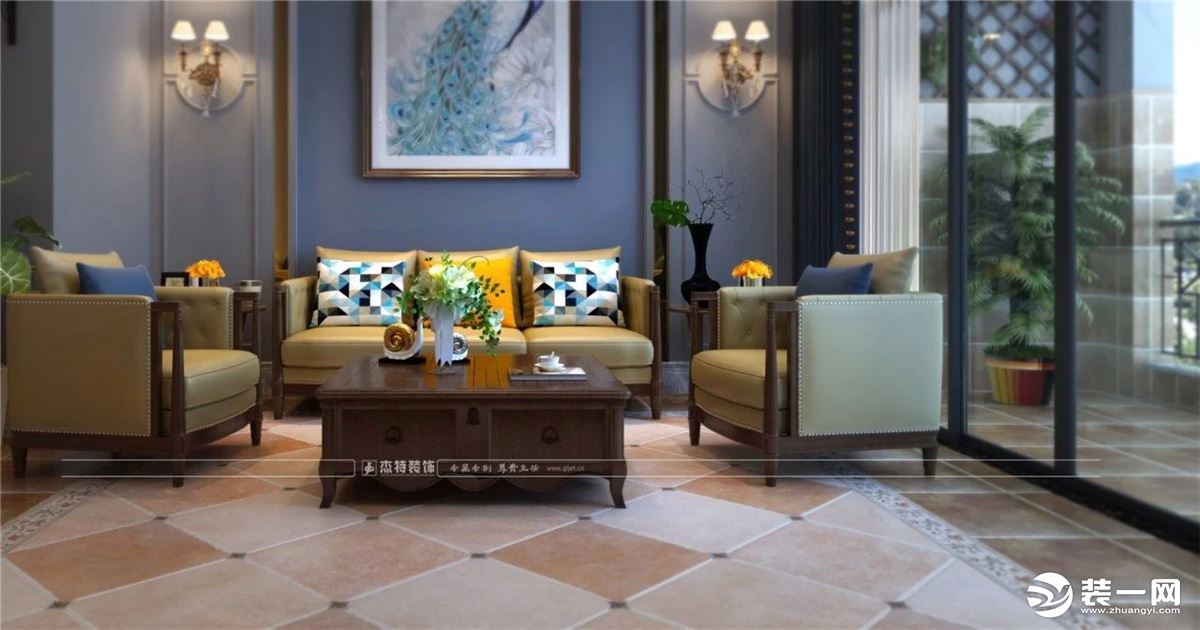 桂林杰特装饰中海元居198平米美式风格装修效果图沙发背景