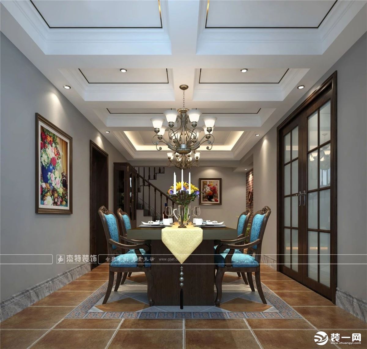 桂林杰特装饰中海元居198平米美式风格装修效果图餐厅