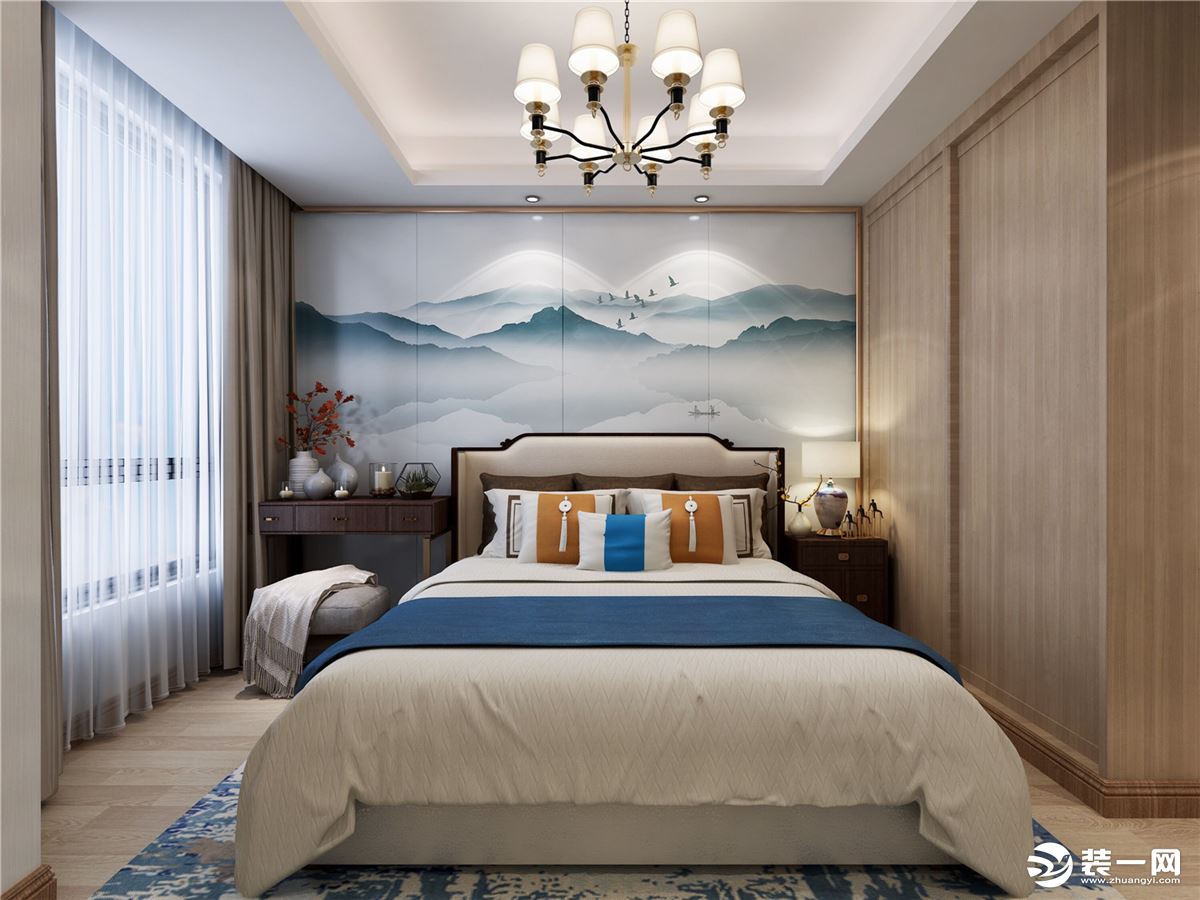 桂林杰特装饰桂林桂林128平米新中式装修效果图卧室
