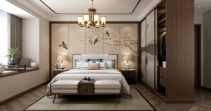 桂林杰特装饰万正西区160平米中式风格装修效果图卧室