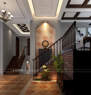 桂林杰特装饰中海元居198平米美式风格装修效果图楼道