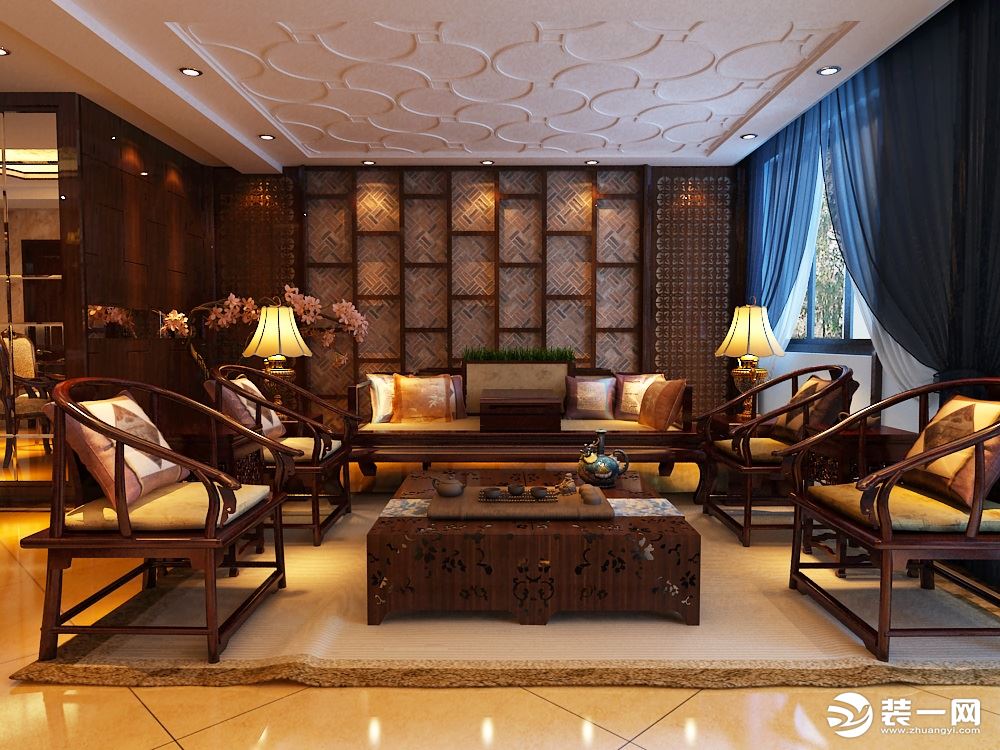 香提半岛中式风格：客厅