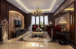 古典美式风格——客厅电视&沙发背景墙