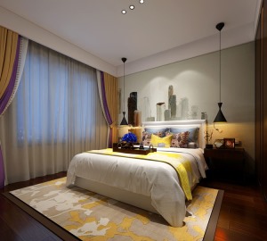 万泰国际花园350平别墅港式风格卧室装修效果图