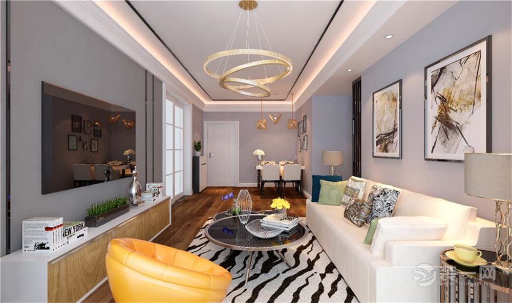 阳光100平 二居室 造价12万 美式风格客厅