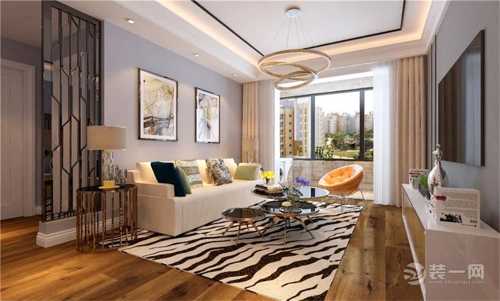 阳光100平 二居室 造价12万 美式风格客厅