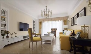 宏聚地中海140平 三居 造价15万 美式风格客厅