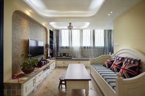 橡树湾 125平 三居室 造价15万 地中海风格客厅