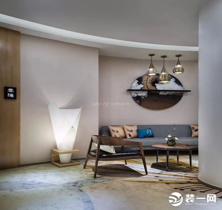 万科悦湾400平方别墅现代新中式风格客厅装修效果图