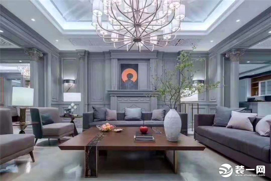 江与城天琅500平方别墅法式混搭风格客厅装修效果图
