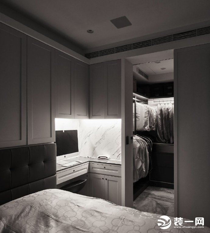 北大资源134平方三居现代黑白灰风格卧室装修效果图