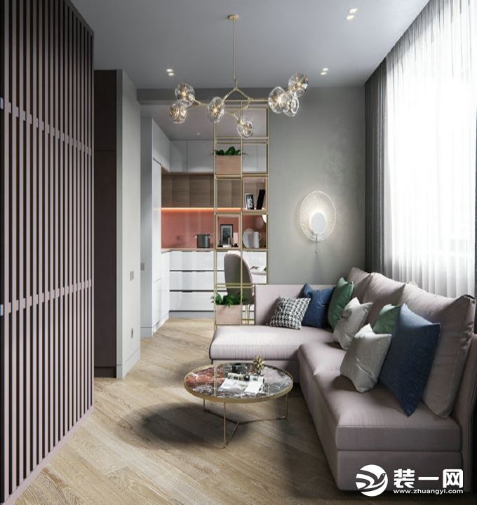 雅居乐公寓55平方现代轻奢风格客厅装修效果图