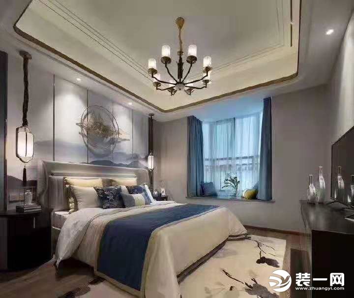 金科230平方大平层新中式风格卧室装修效果图