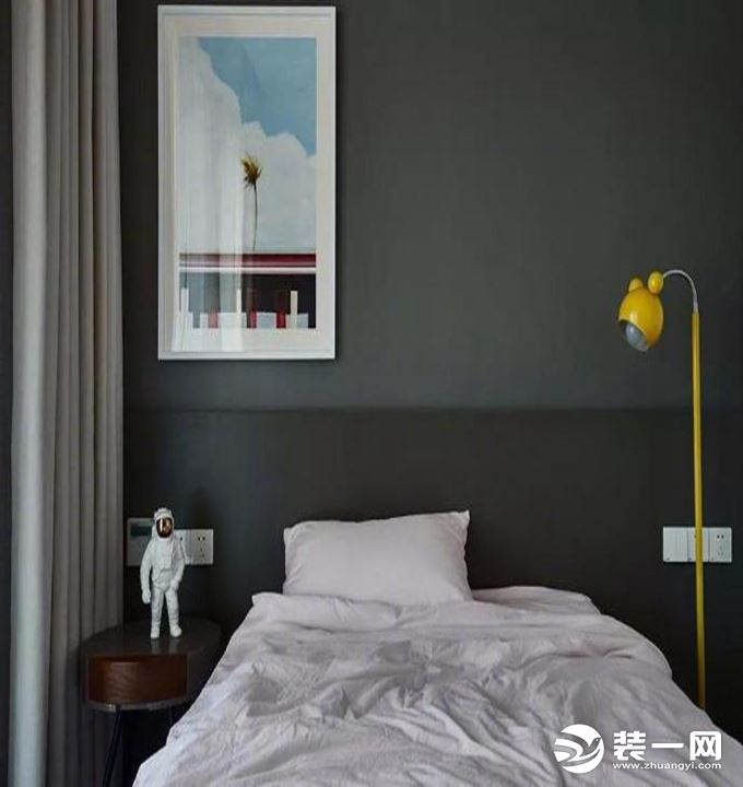 万科悦湾155平方三居现代黑白灰北欧风格卧室装修效果图