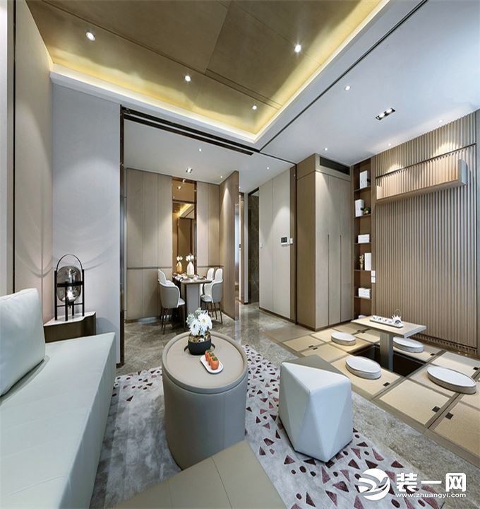 天宫花城140平方三居现代轻奢风格客厅装修效果图