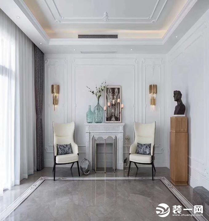 重庆远景装饰  碧桂园200平方法式新古典风格壁炉装修效果图