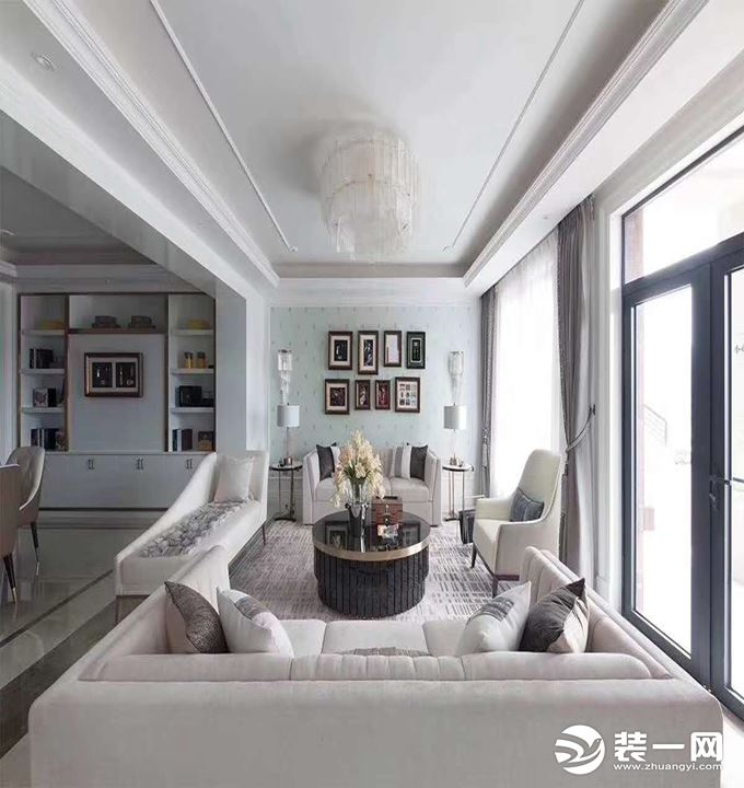 重庆远景装饰  碧桂园200平方法式新古典风格客厅装修效果图