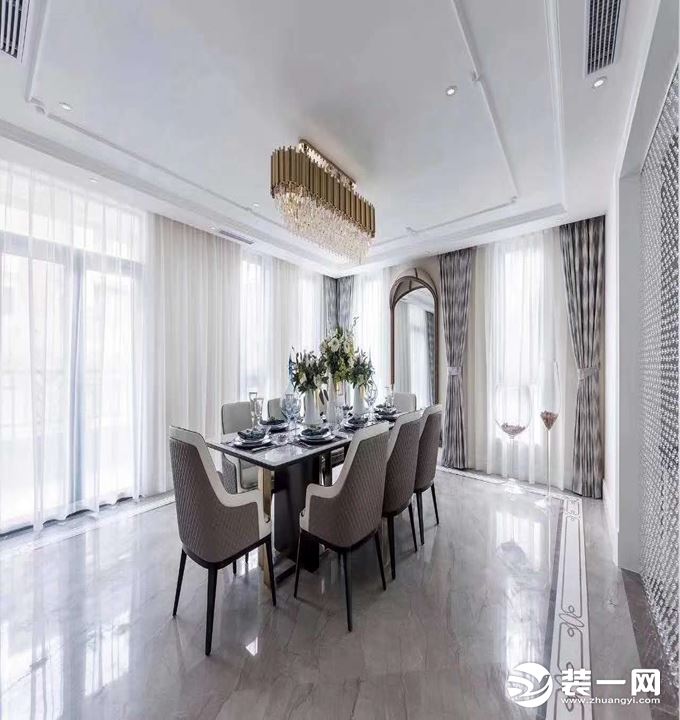 重庆远景装饰  碧桂园200平方法式新古典风格餐厅装修效果图