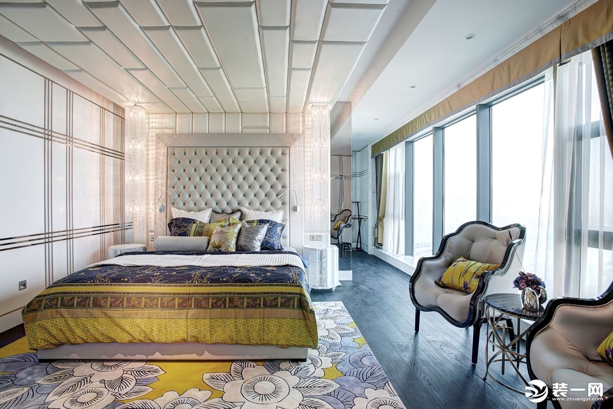 重庆远景装饰  融创玫瑰城560平方别墅现代新古典风格卧室装修效果图