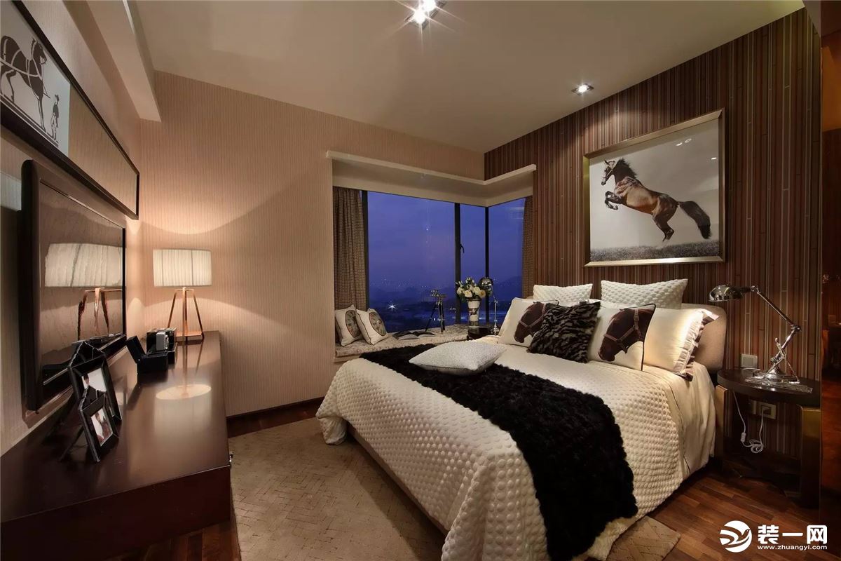 重庆远景装饰  阳光城180平方三居现代风格卧室装修效果图