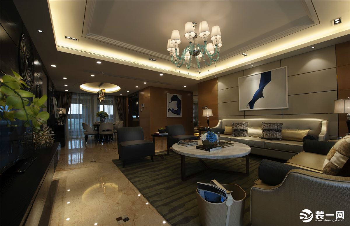 重庆远景装饰  万科130平方美式简约风格客厅装修效果图