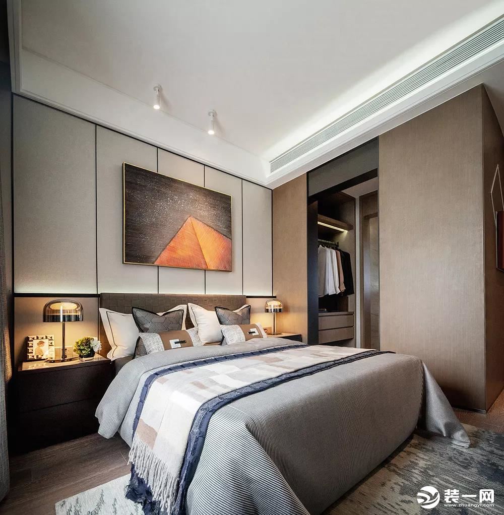 重庆远景装饰 保利观塘100平方三居现代轻奢风格卧室装修效果图