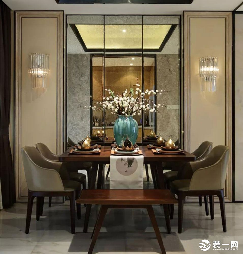 重庆远景装饰  江山樾别墅新中式风格餐厅装修效果图