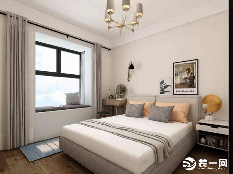 重庆远景装饰  江湾城120平方三居现代北欧风格卧室装修效果图