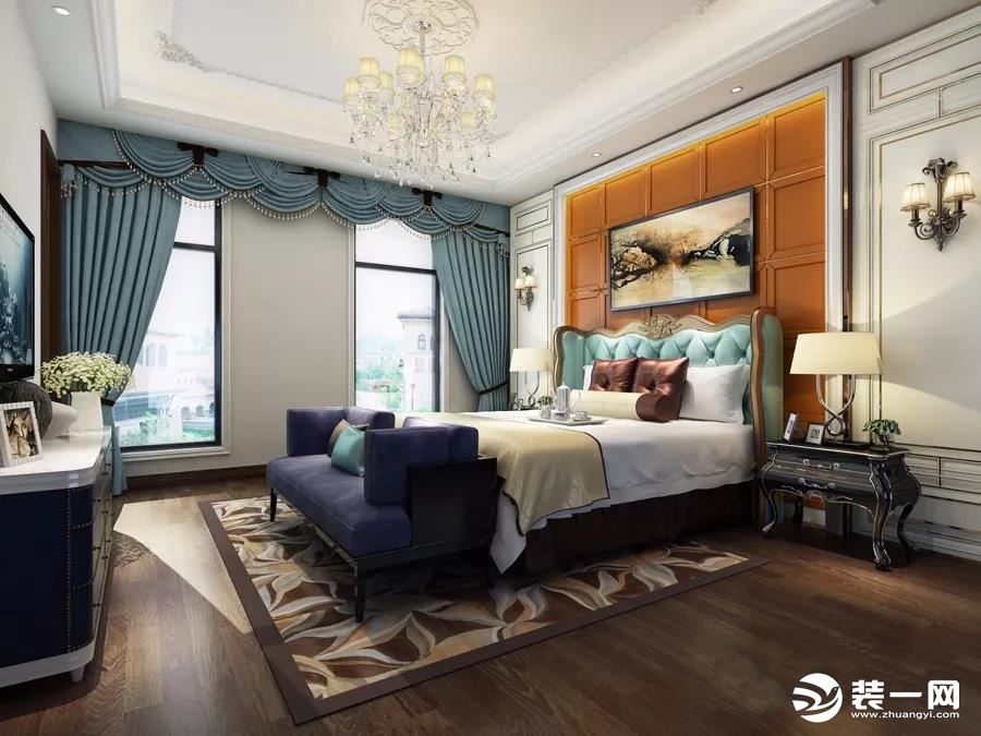 重庆远景装饰  万科悦湾120平方三居新古典风格卧室装修效果图