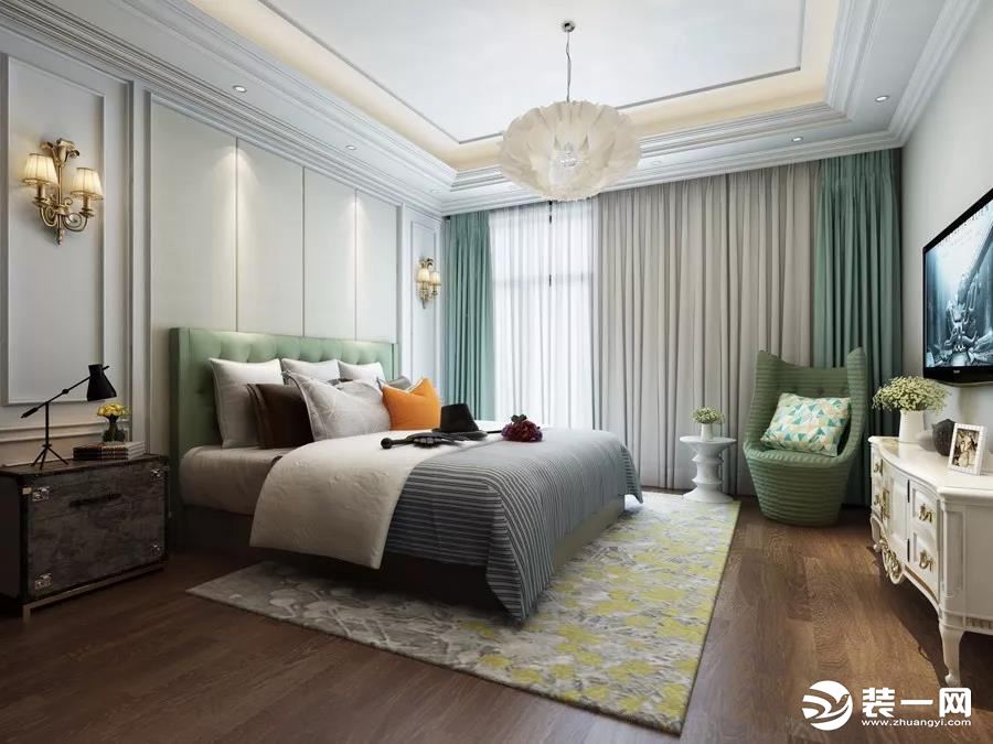 重庆远景装饰  万科悦湾120平方三居新古典风格卧室装修效果图