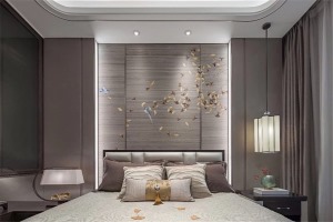 大川滨水城120平方新中式轻奢风格卧室装修效果图