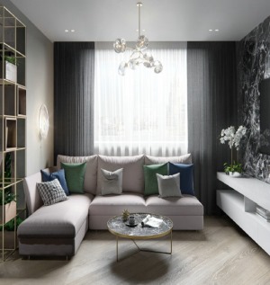 重庆远景装饰  雅居乐公寓55平方现代轻奢风格装修效果图