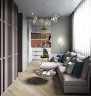 雅居乐公寓55平方现代轻奢风格客厅装修效果图