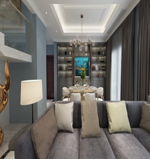 融汇半岛叠上280平方现代轻奢风格客厅沙发装修效果图