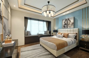 重庆远景装饰  鲁能领秀城120平方四居轻奢风格卧室装修效果图