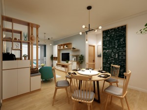 巢湖世纪新都小区90平两居室北欧风格效果图
