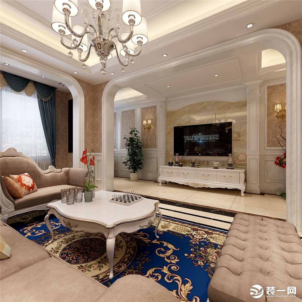 颐和南园650平方欧式风格别墅设计 | 南京龙发装饰客厅效果图