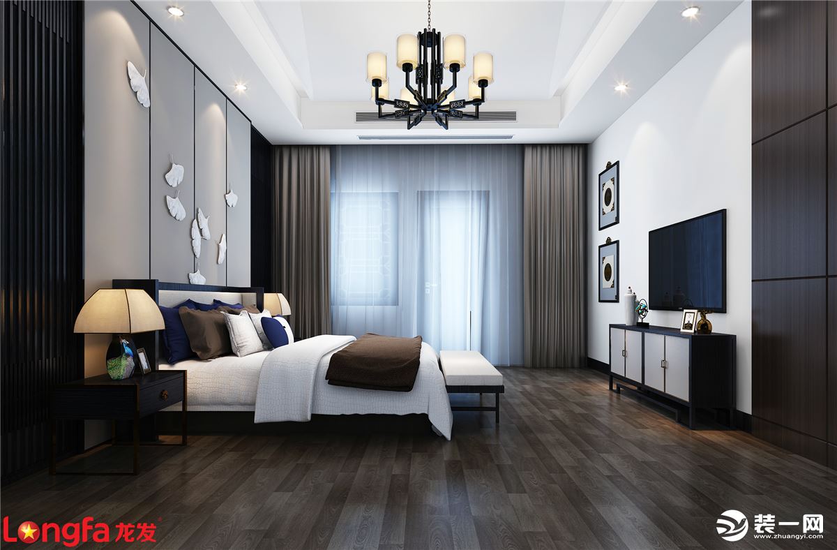 郦湖美墅190平方新中式风格 | 南京龙发装饰 | 卧室装修效果图