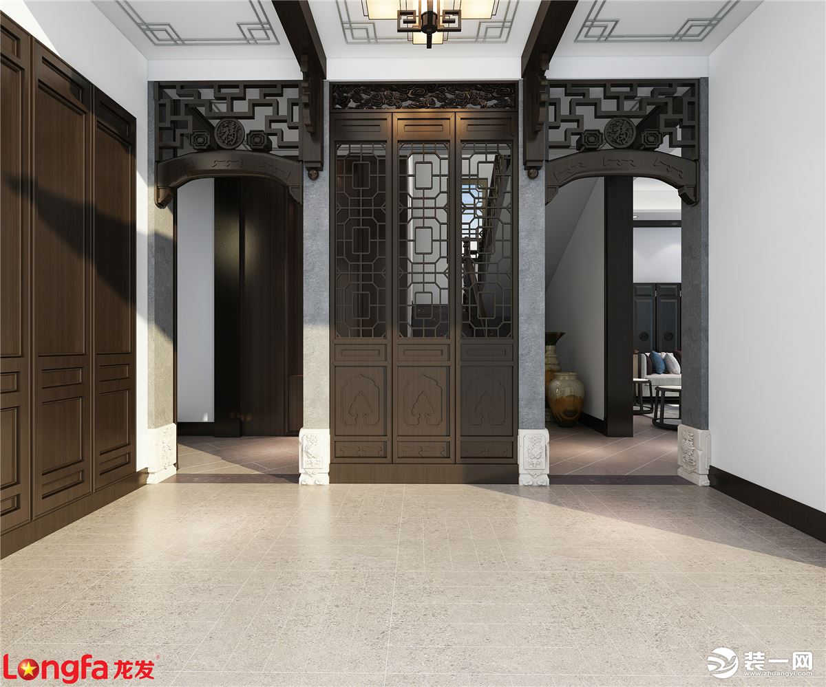 郦湖美墅190平方新中式风格 | 南京龙发装饰 | 玄关装修效果图