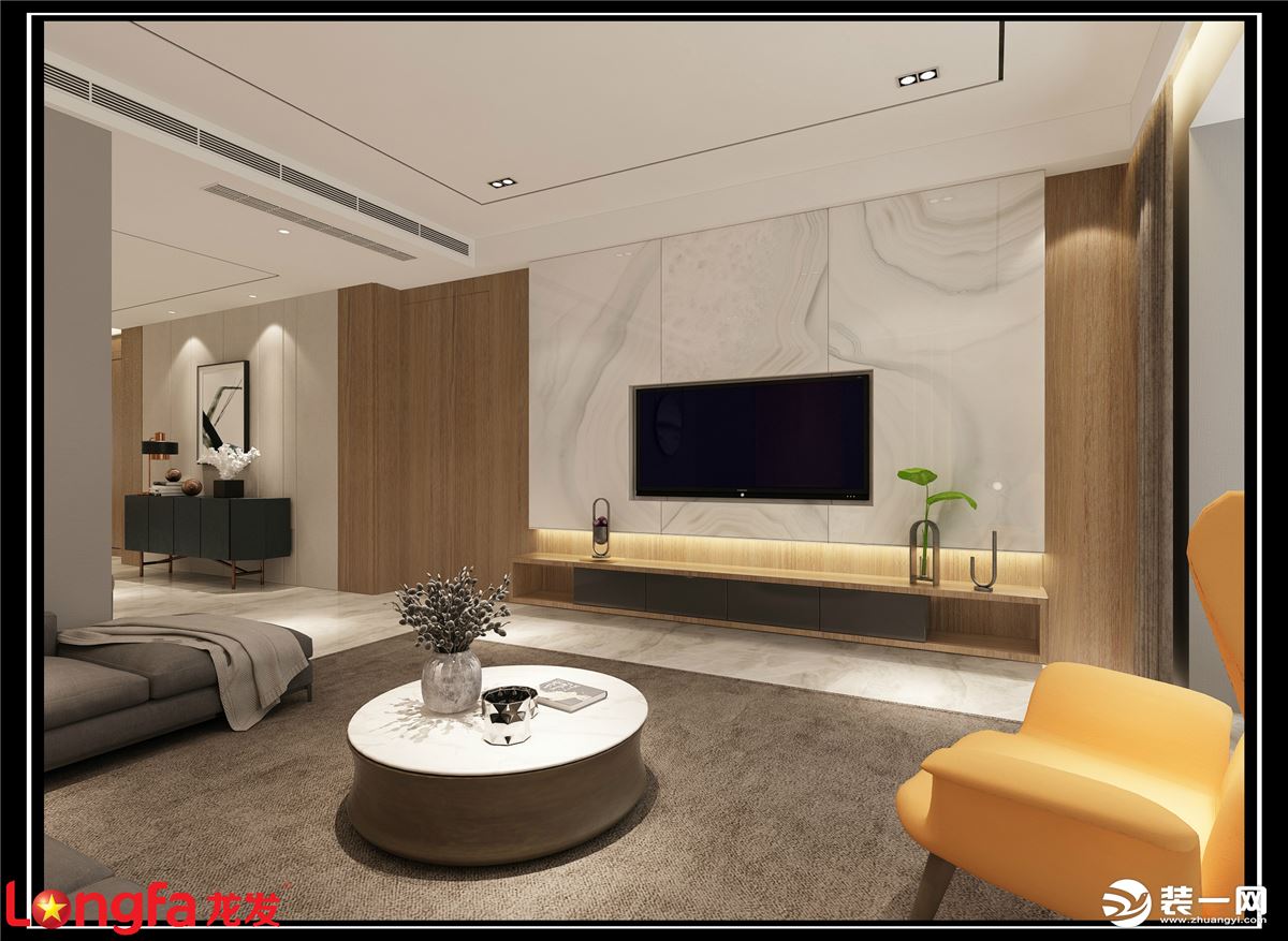 滟紫台205平方现代轻奢风格 | 南京龙发装饰 |客厅背景墙装修效果图