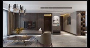 银亿东城120平方新中式风格客厅装修效果图