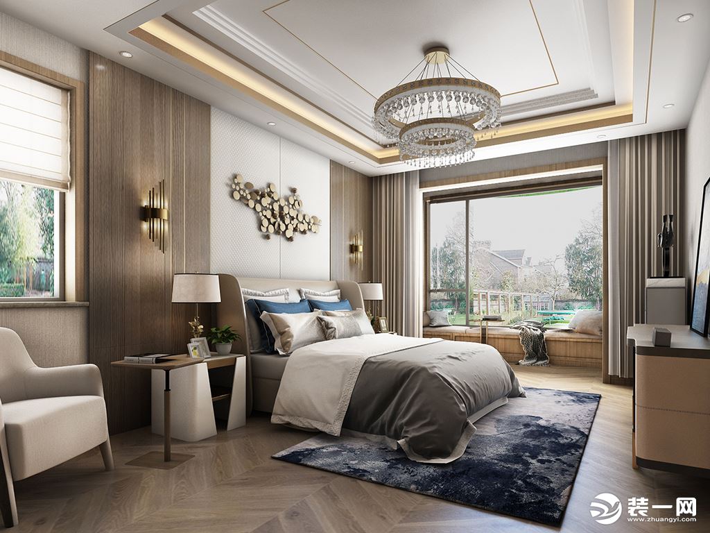 典雅温馨充满了整个卧室，色彩简洁明快，软装搭配得当。